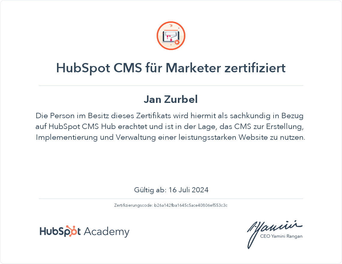 CMS Marketer Zertifikat