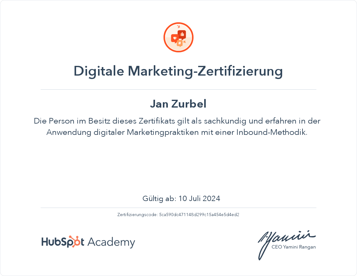 Digitale Marketing Zertifikat