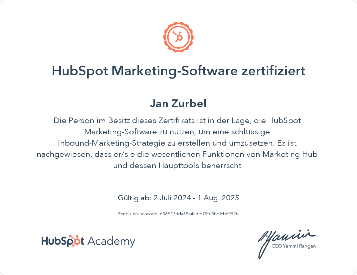 Marketing Zertifikat