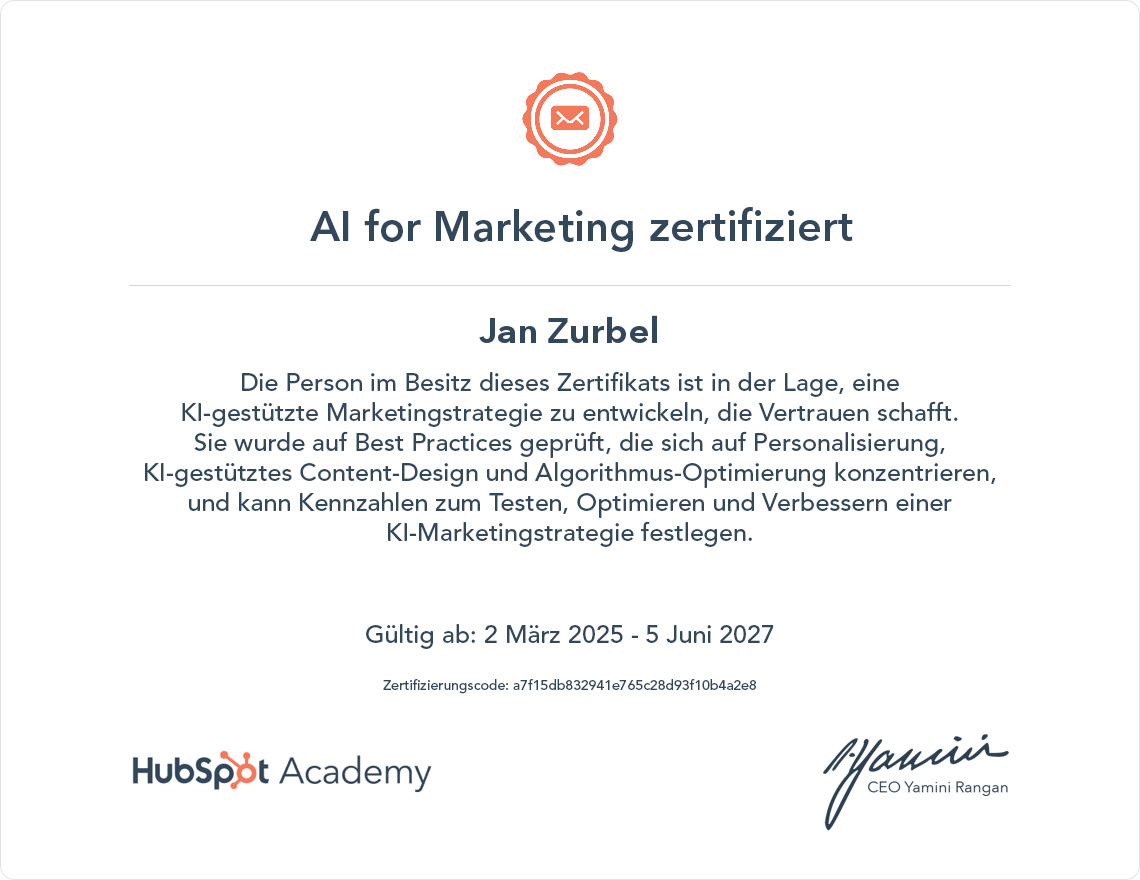 AI Marketing Zertifikat